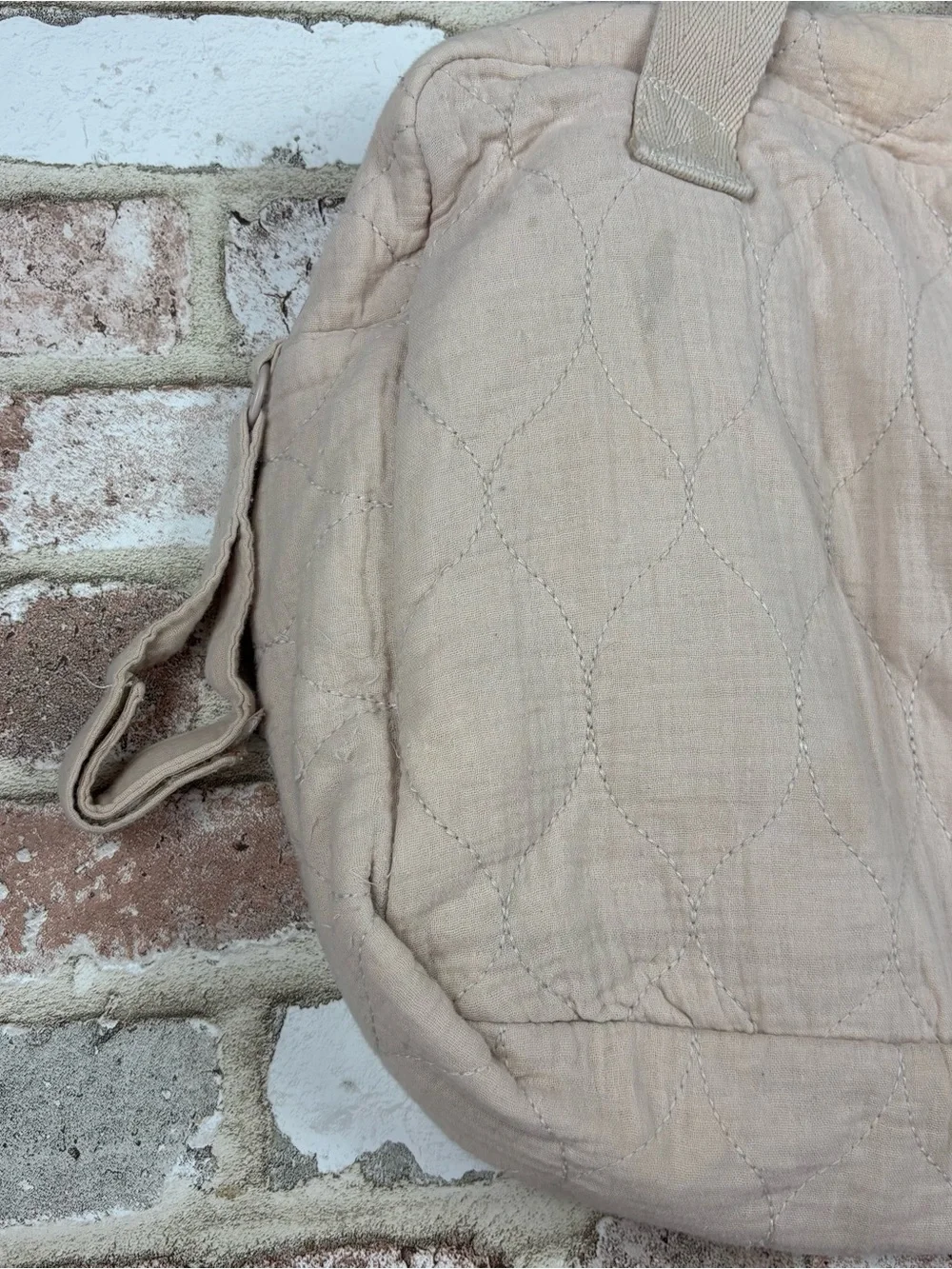 Zara cream colored quilted baby diaper bag travel waterproof beige